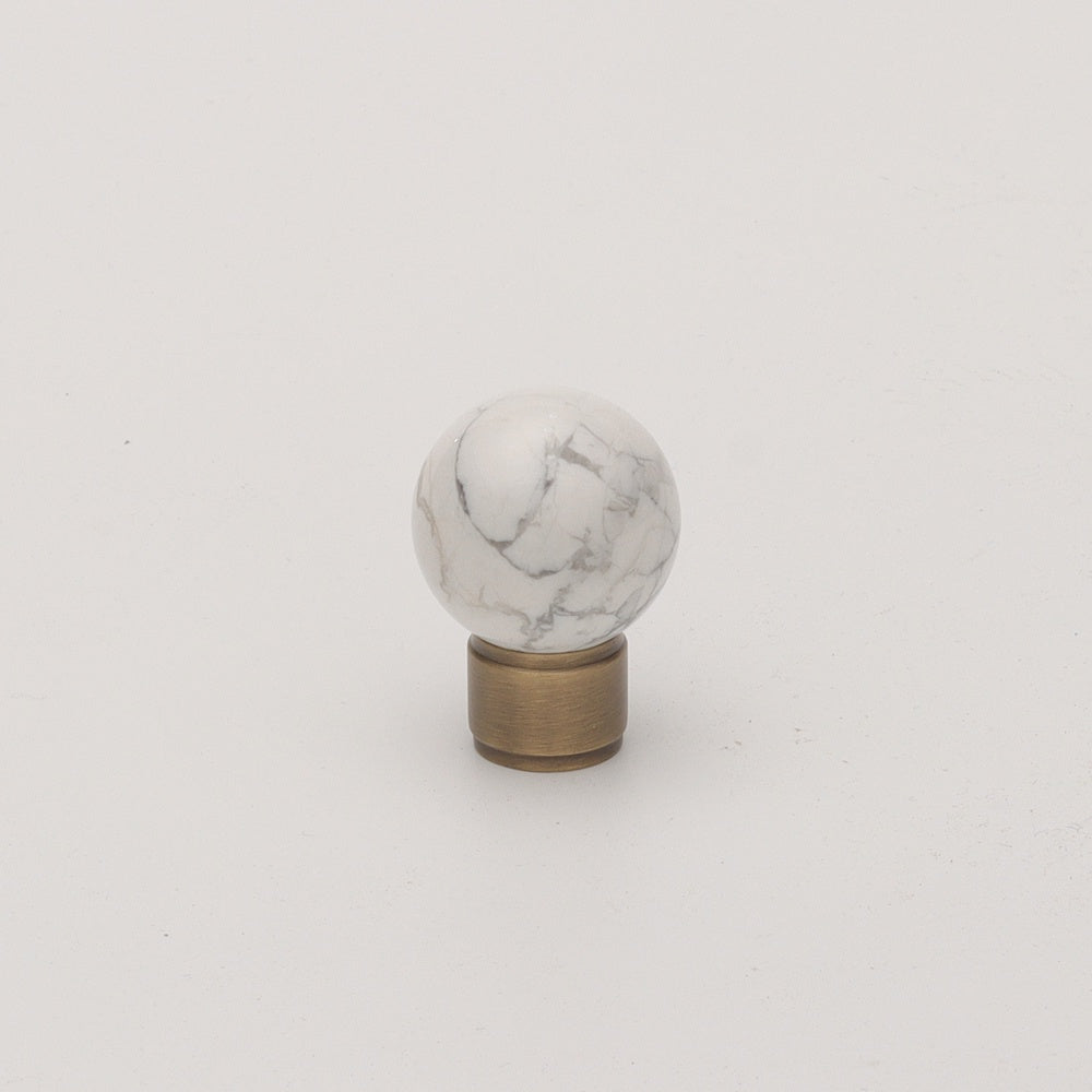 Wayne Knob - White Stone & Antique Brass HK0805-2-25-WH-BN