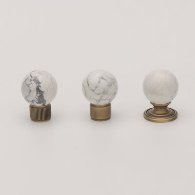 Wayne Knob - White Stone & Antique Brass HK0805-2-25-WH-BN