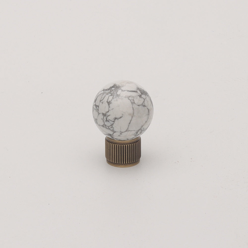 James Knob - White Stone & Antique Brass HK0805-3-25-WH-BN