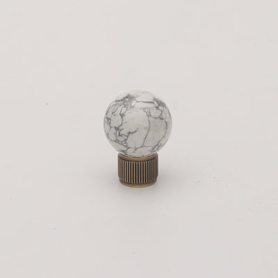 James Knob - White Stone & Antique Brass HK0805-3-25-WH-BN