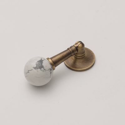 Lucius Pull - White Stone & Antique Brass HK0805-4-WH-BN