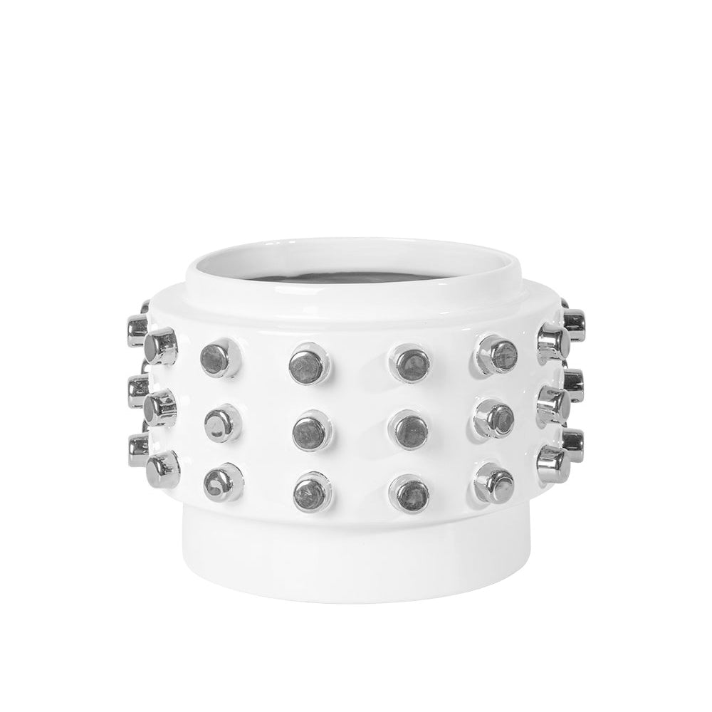 White & Silver Ceramic Vase HPLG4354WS