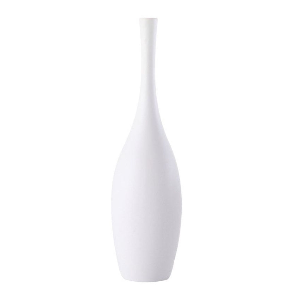 White Ceramic Vase with Tall Neck Detail - Large HPYG0299W1