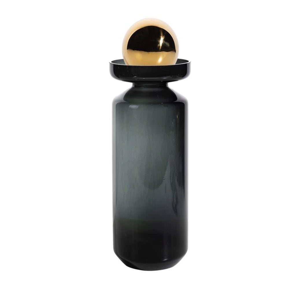 Smoked Glass Bottle with Gold Lid Detail - Tall HPZSX101719B1