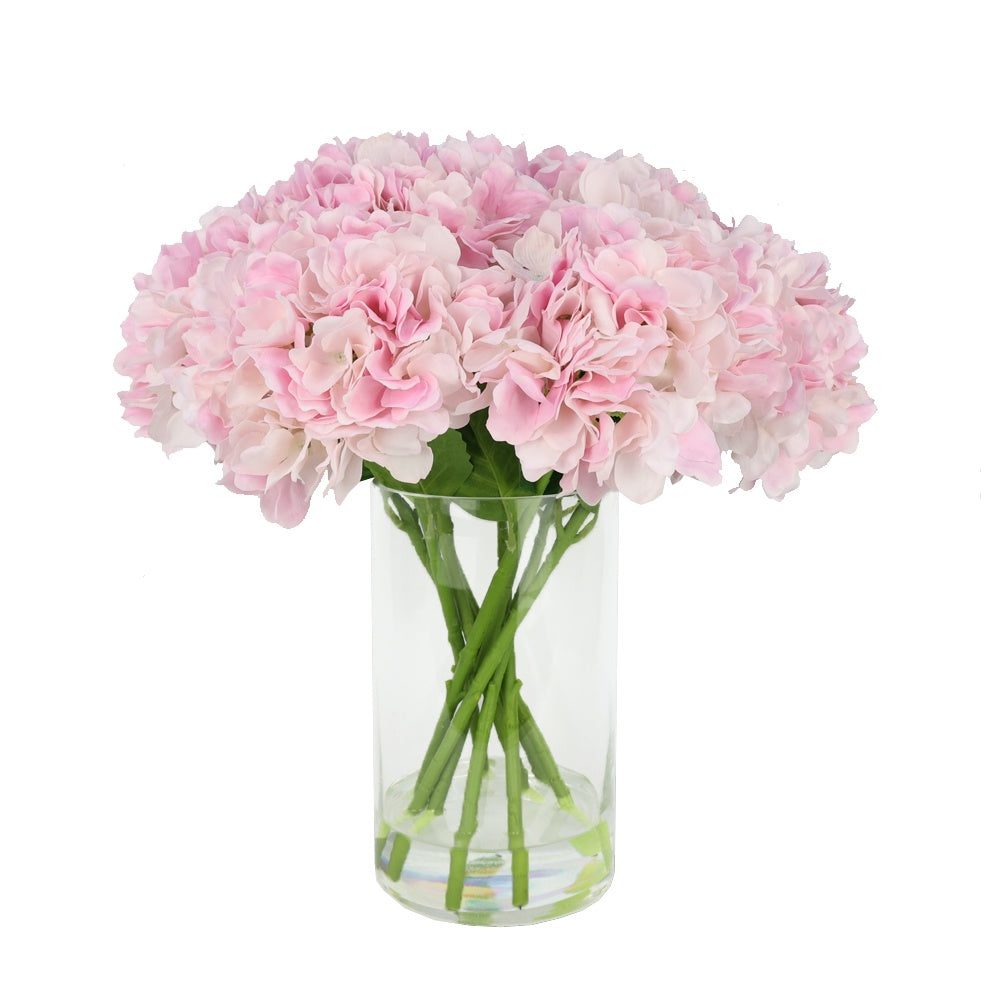 Light Pink Artificial Hydrangea Arrangement in Cylindrical Vase - Tall IHR-HYD070-LP