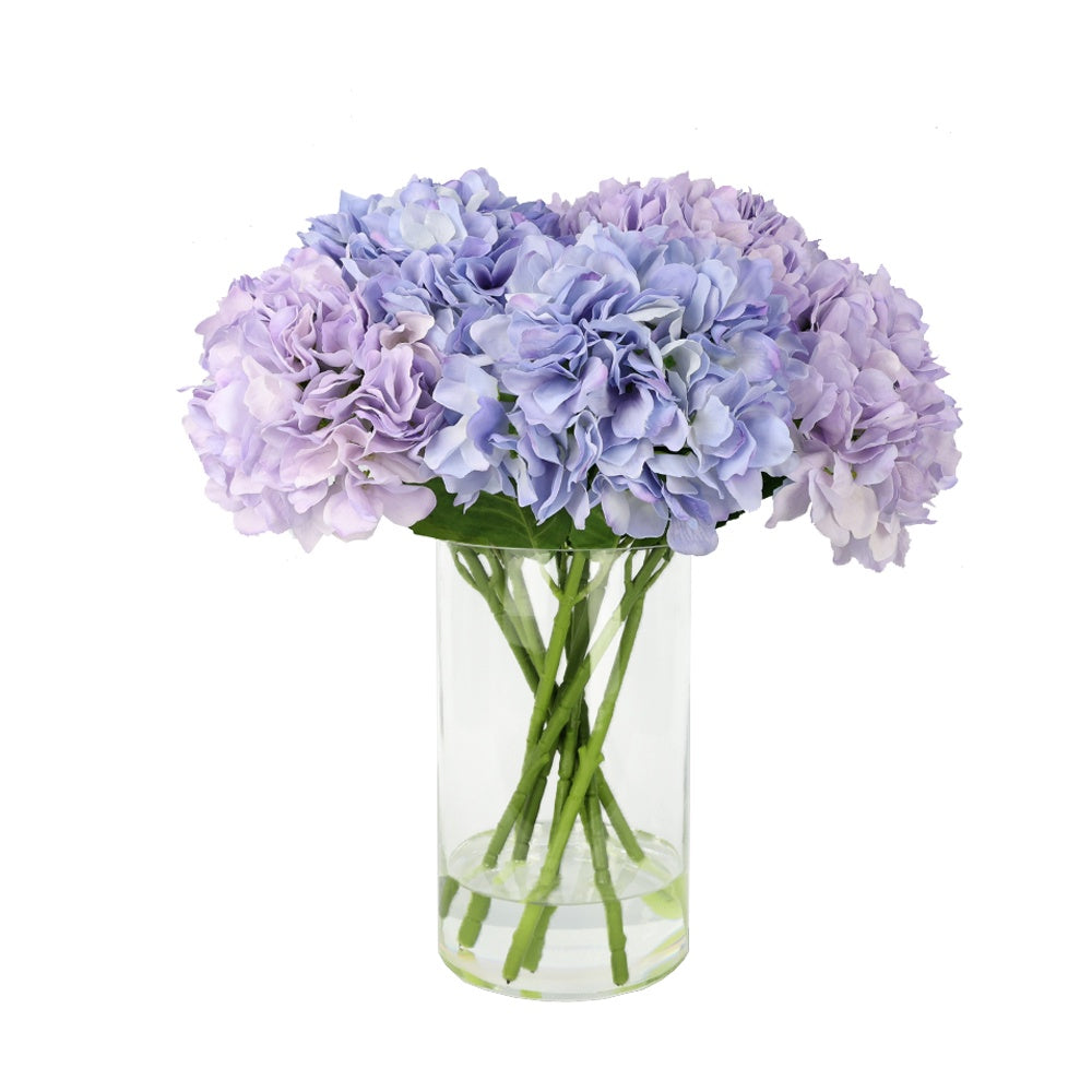 Mixed Purple Artificial Hydrangea Artificial Arrangement in Cyldrical Vase IHR-HYD080-PUR