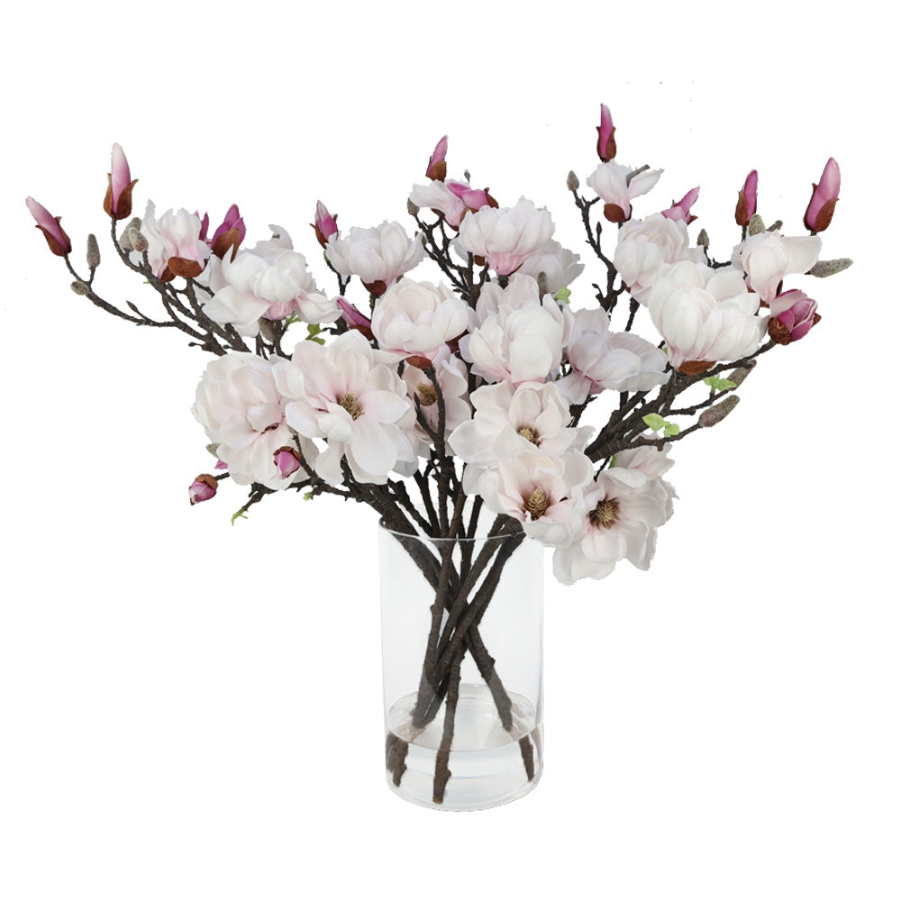 Light Pink Artificial Magnolia Arrangement in Cylindrical Vase IHR-MGN125-PK
