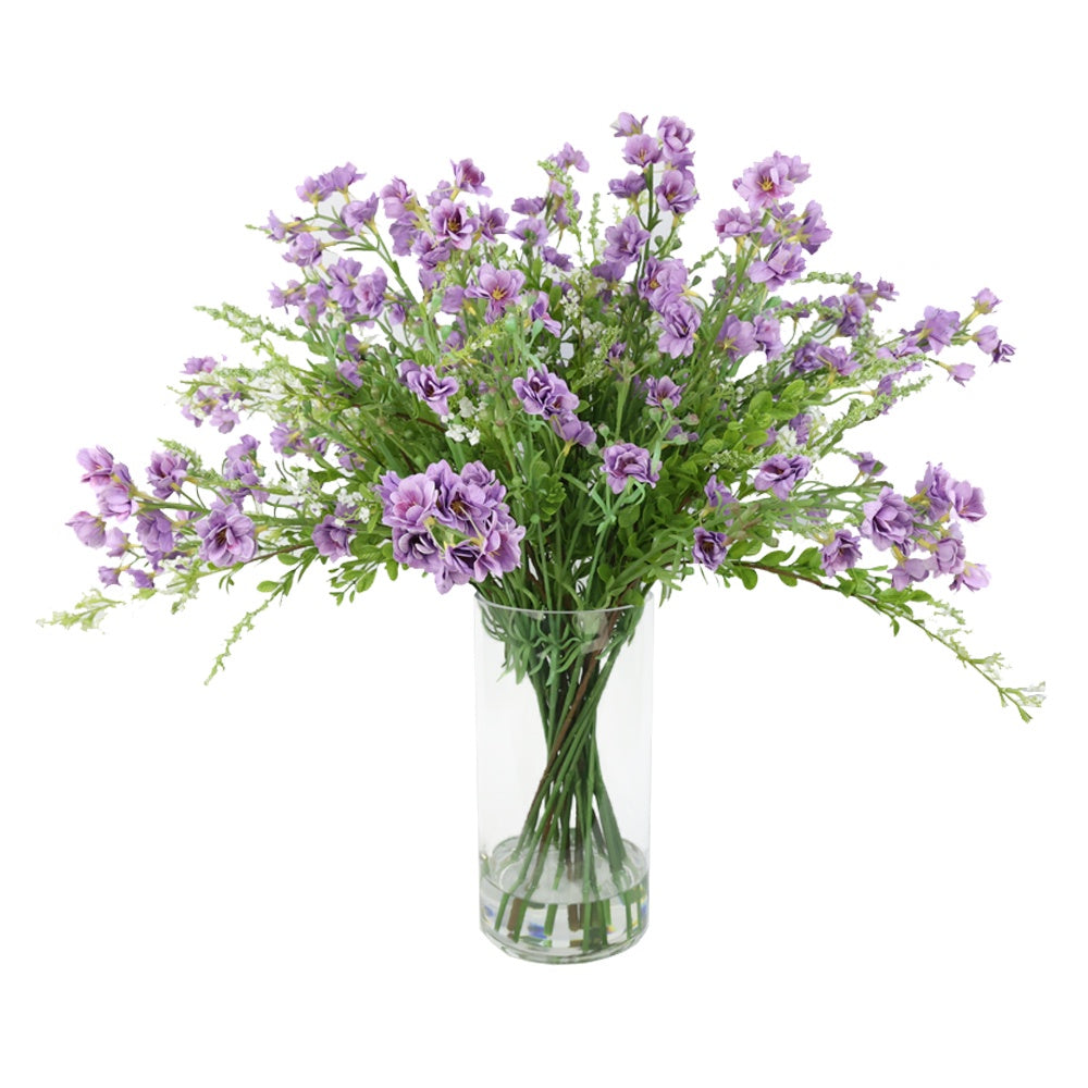 Light Purple Mini Delphinium & Salvia Artificial Arrangement in Cyldrical Vase IHR-MX108-LPUR