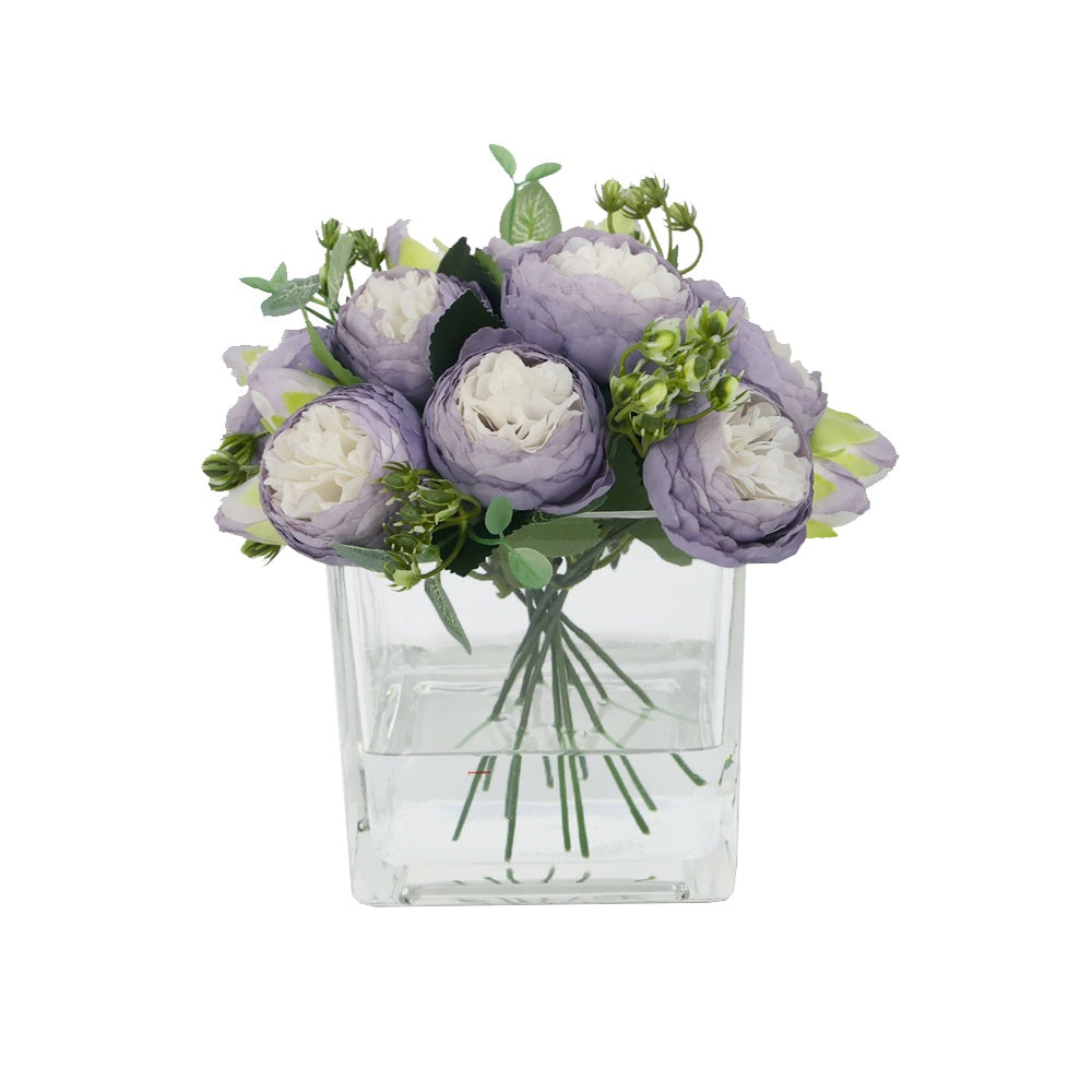 Light Purple Artificial RoseArrangement in SquareVase‐ Medium IHR-RS050-LPUR-M