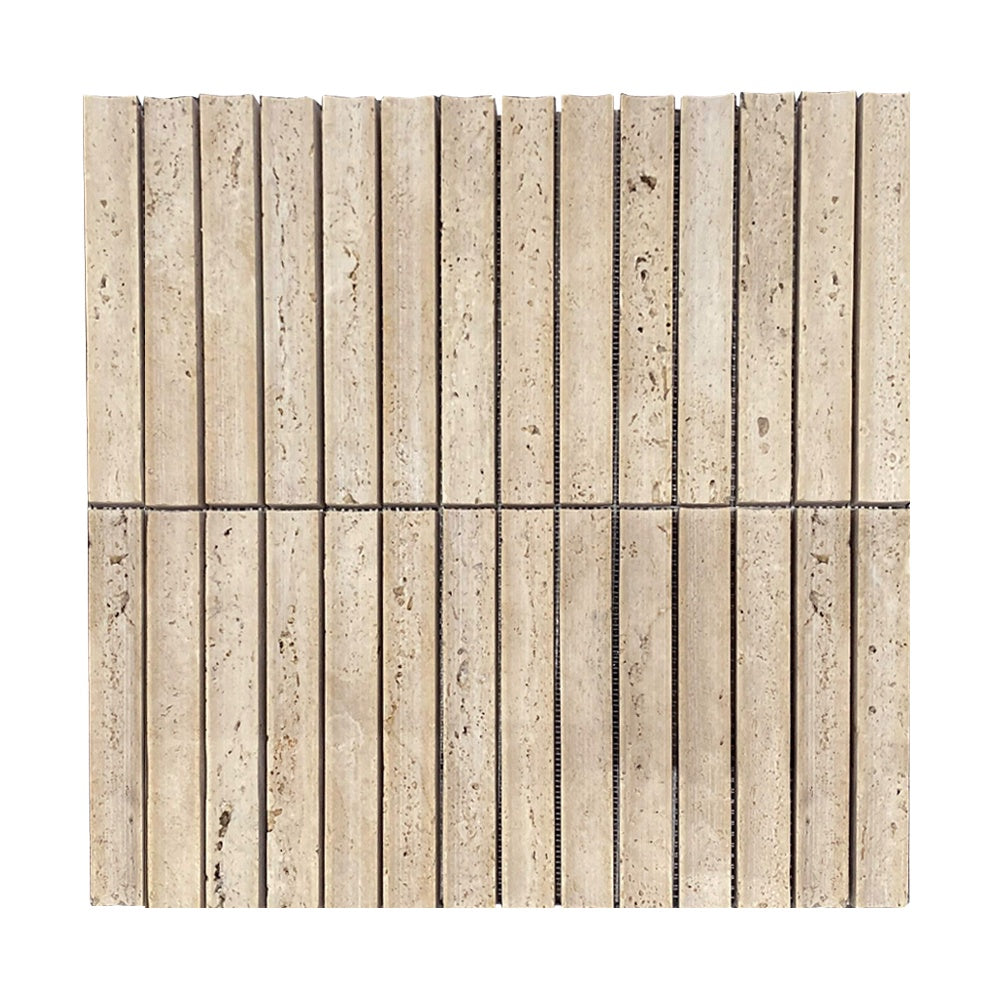 Travertine 3D Reverse Fluted Mosaic Tiles - Honed (1 Box) - IS-107-TRV