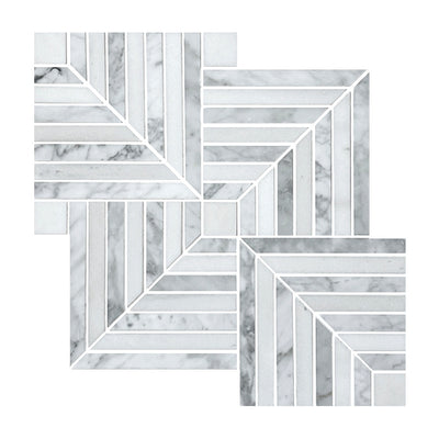 Carrara Bianco & Thassos Maze Mosaic Tiles - Polished (1 Box) LND-101-CRTH