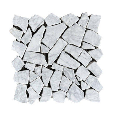 Carrara Bianco Cracked Crazy Mosaic Tiles - Polished (1 Box) LND-104-CR