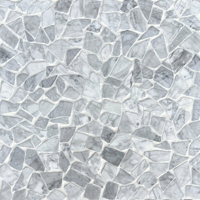 Carrara Bianco Cracked Crazy Mosaic Tiles - Polished (1 Box) LND-104-CR