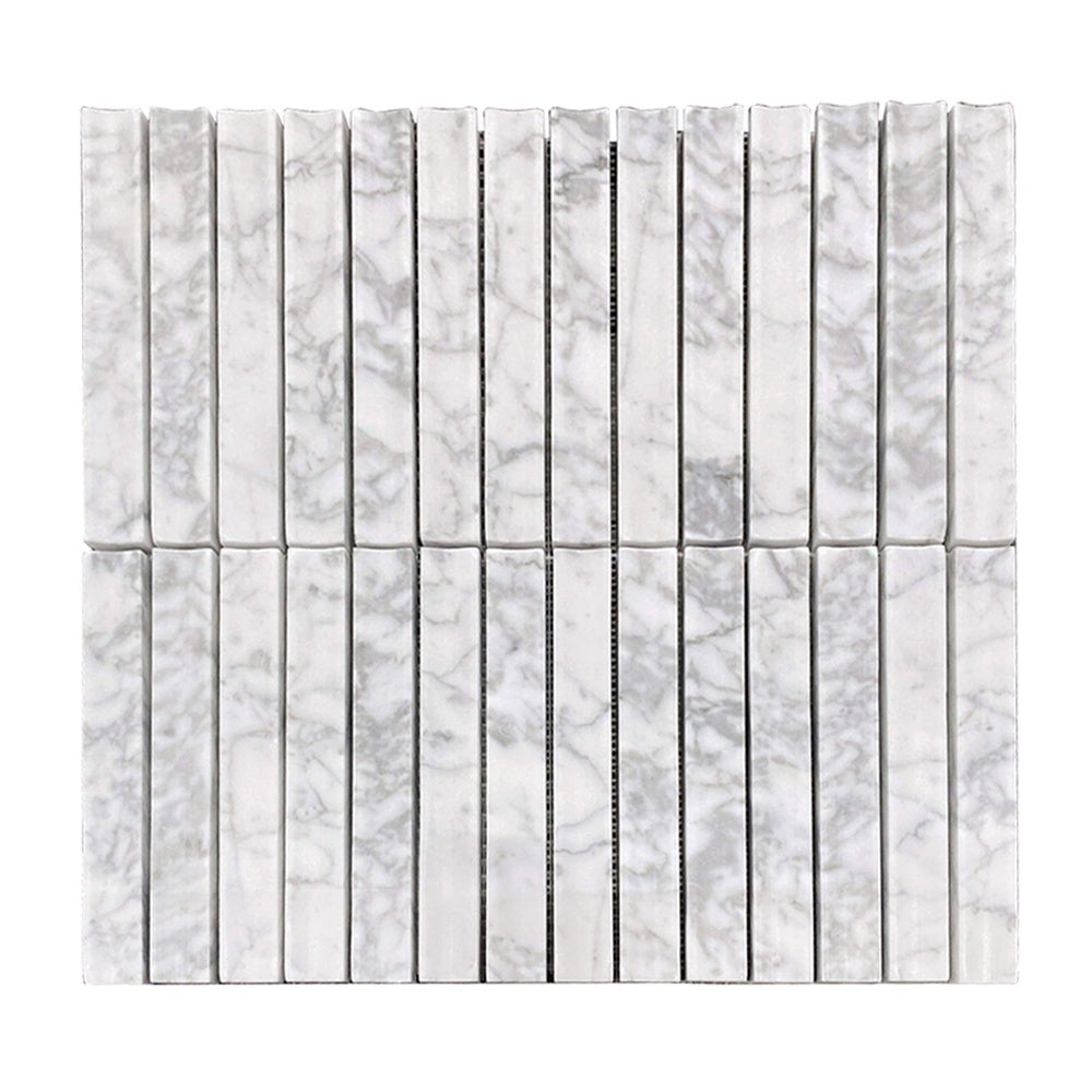 Carrara Bianco 3D Reverse Fluted Mosaic Tiles - Honed (1 Box) LND-107-CR