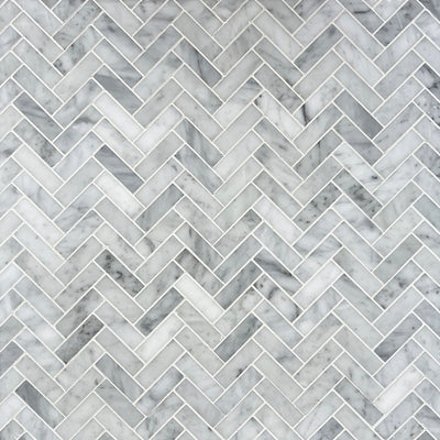 Carrara Bianco Small Herringbone Mosaic Tiles - Polished (1 Box) LND-108-CR