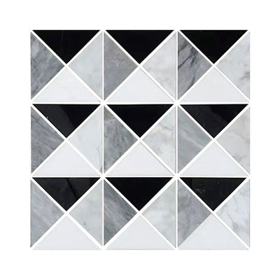 Carrara Bianco, Thassos, Bardiglio & Nero Marquina Stud Mosaic Tiles - Polished (1 Box) LND-113-CRNMBDGTH