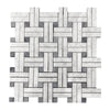 Carrara Bianco & Bardiglio Double Basketweave Mosaic Tiles - Polished (1 Box) LND-116-CRBDG