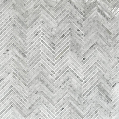 Carrara Bianco Long Herringbone Mosaic Tiles - Polished (1 Box) LND-117-CR