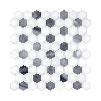 Thassos & Bardiglio Honeycomb Mosaic Tiles - Polished (1 Box) LND-124-BDGTh