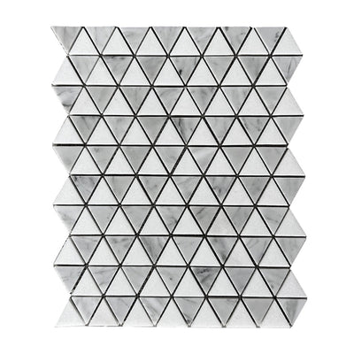 Carrara Bianco & Thassos Triangle Mosaic Tiles - Polished (1 Box) LND-126-CRTH