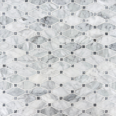 Carrara Bianco & Bardiglio Kite Mosaic Tiles - Polished (1 Box) LND-127-CRBDG