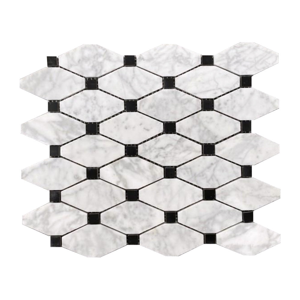 Carrara Bianco & Nero Marquina Kite Mosaic Tiles - Polished (1 Box) LND-127-CRNM