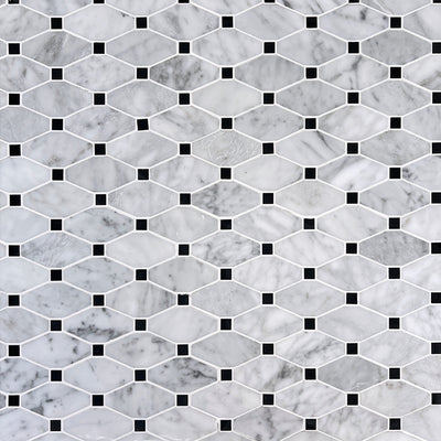 Carrara Bianco & Nero Marquina Kite Mosaic Tiles - Polished (1 Box) LND-127-CRNM