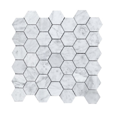 Carrara Bianco Hexagon Mosaic Tiles - Polished (1 Box) LND-129-CR