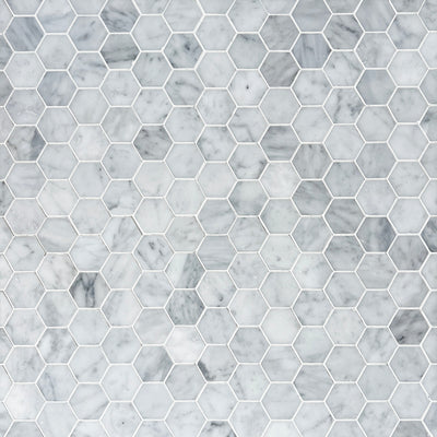 Carrara Bianco Hexagon Mosaic Tiles - Polished (1 Box) LND-129-CR