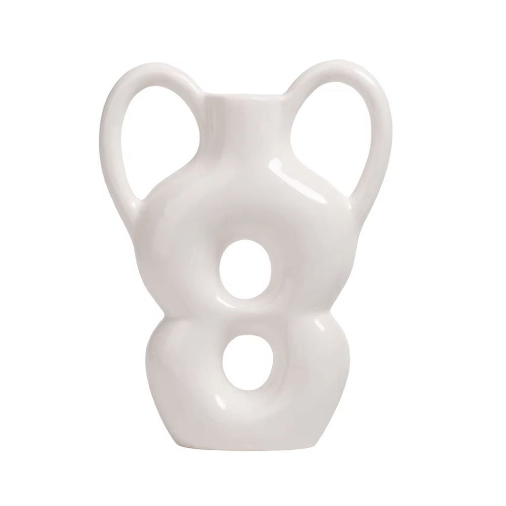 White Candleholder with Handle Detail LT1011-A