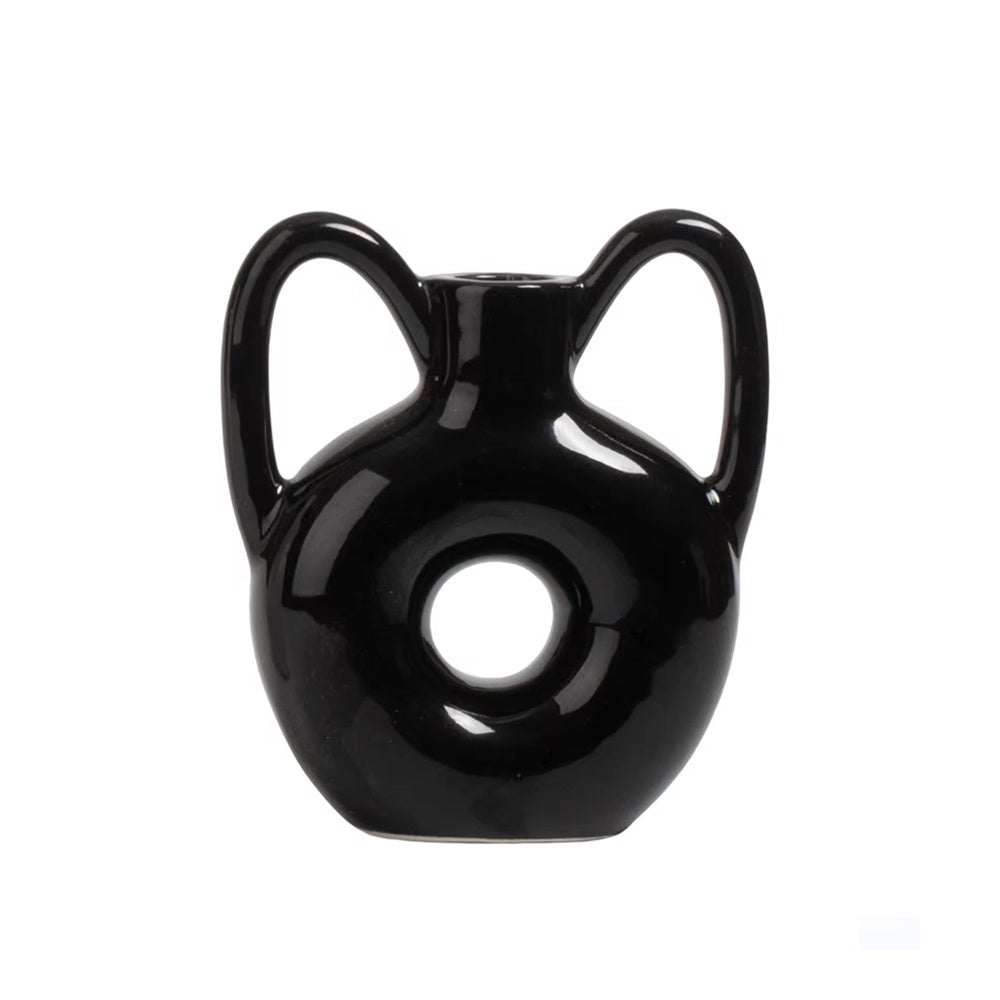 Black Ceramic Vase with Handle Detail LT1011-F