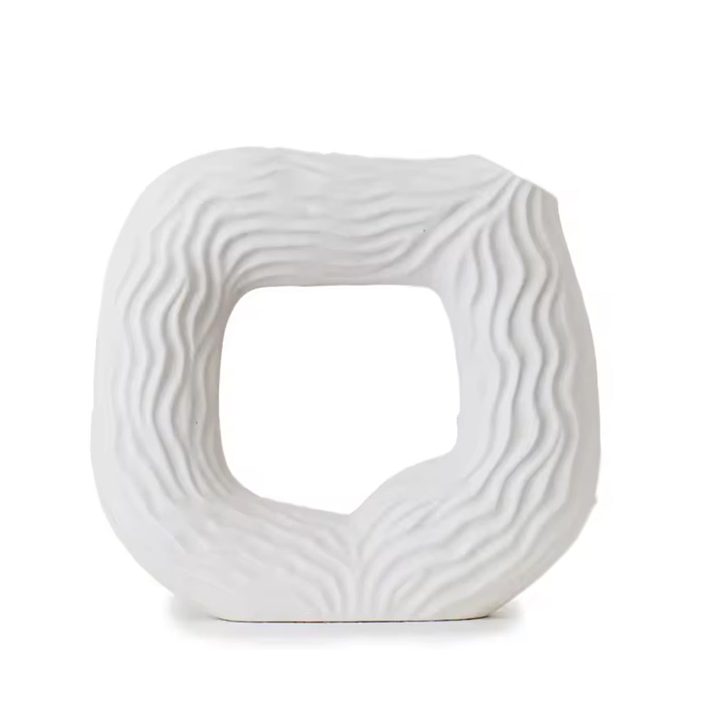 White Ceramic Vase with Ripple Detail - Large LT1013-L