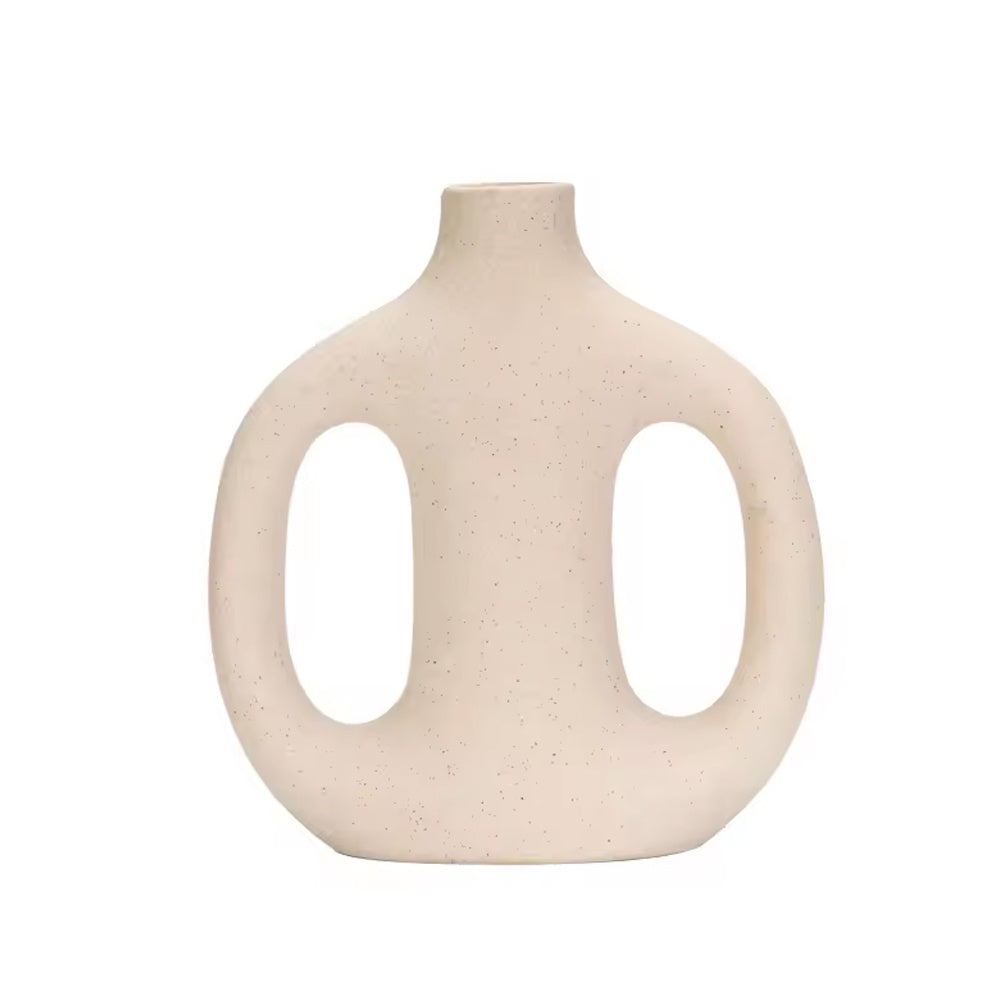 Beige Ceramic Bud Vase with Handle Detail LT909-S