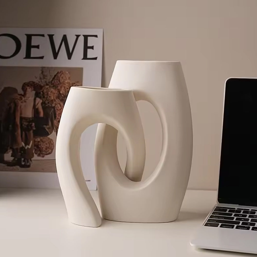 Beige Linked Ceramic Vase - (Set of 2) LT958