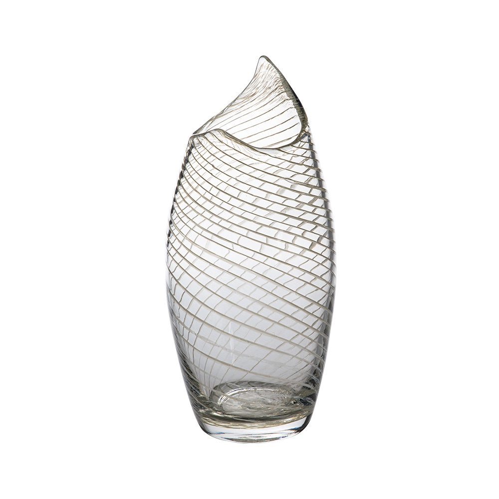 Tall Glass Vase with Thatched Design - White MLBLAR10002
