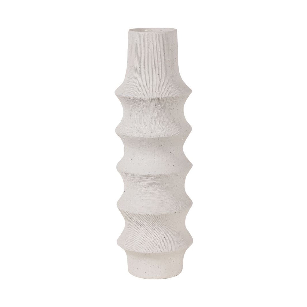 White Ceramic Vase with Ribbed Detail MLXL102288LXW1
