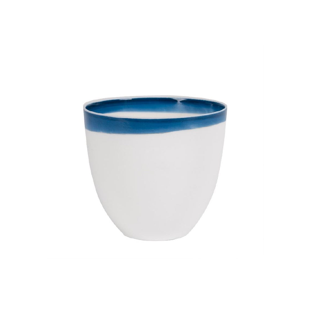 White Ceramic Cup with Dark Blue Stripe RYZR18053BL