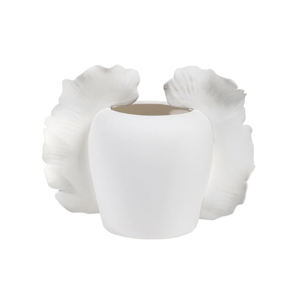 White Ceramic Vase with Ruffle Detail - Small SG1027836W07