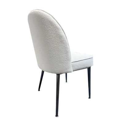 Keane Dining Chair - White Boucle with Black Legs STS-DC205-BLK - On Sale