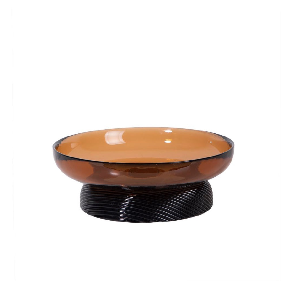 Amber & Black Glass Decorative Bowl WTWC064