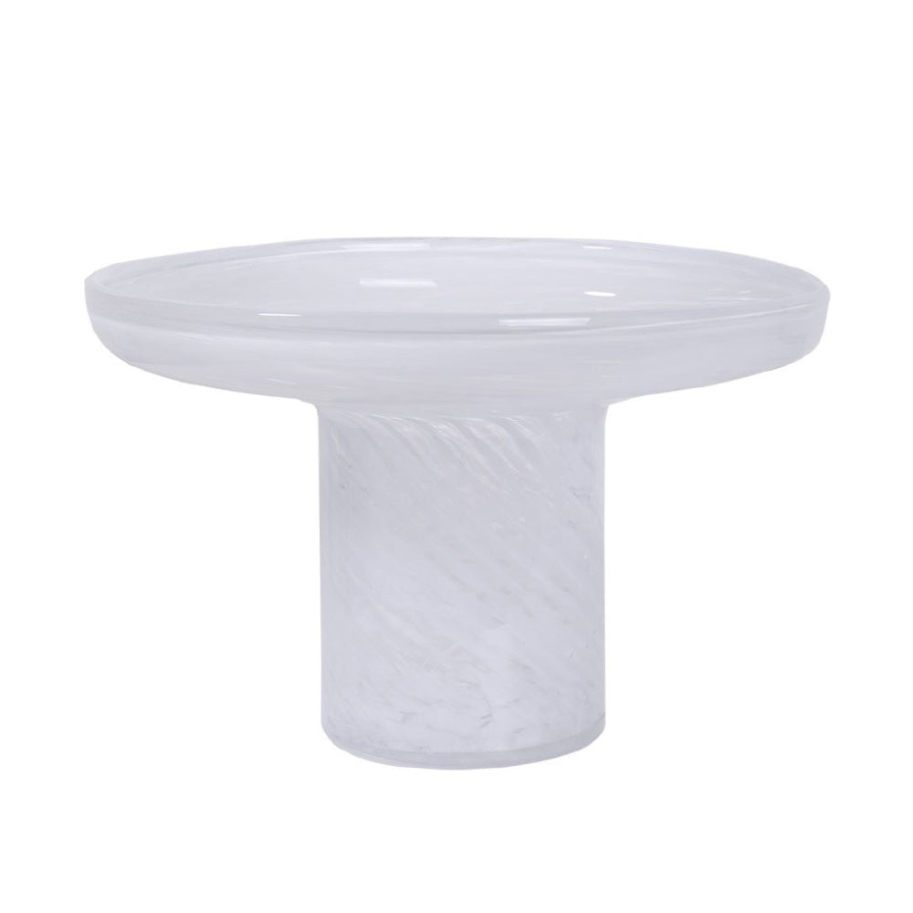 White & Clear Glass Pedestal Bowl WTWC082