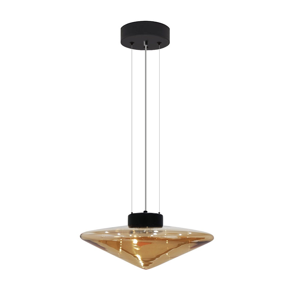 Caden 25cm Pendant Light - Black + Amber YUE-GRN3608-BL-A-25