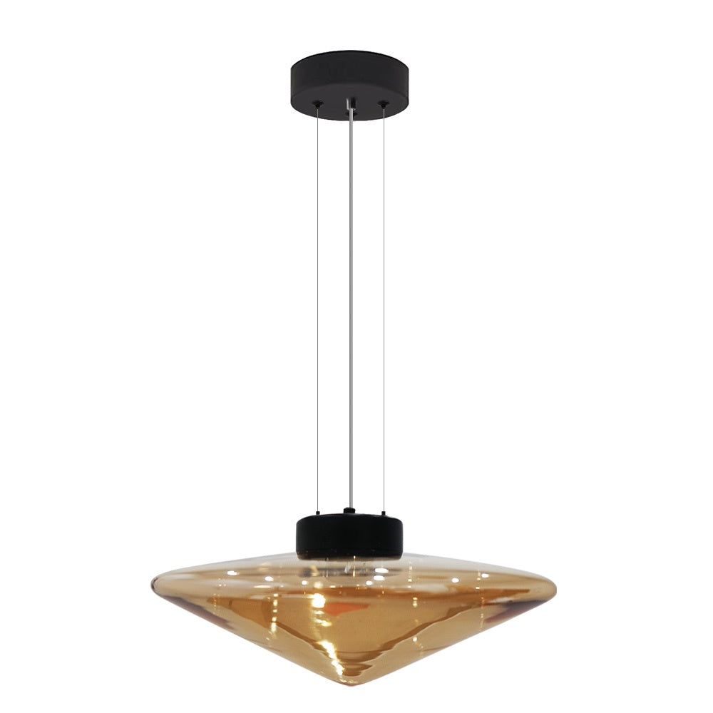 Caden 35cm Pendant Light - Black + Amber YUE-GRN3608-BL-A-35