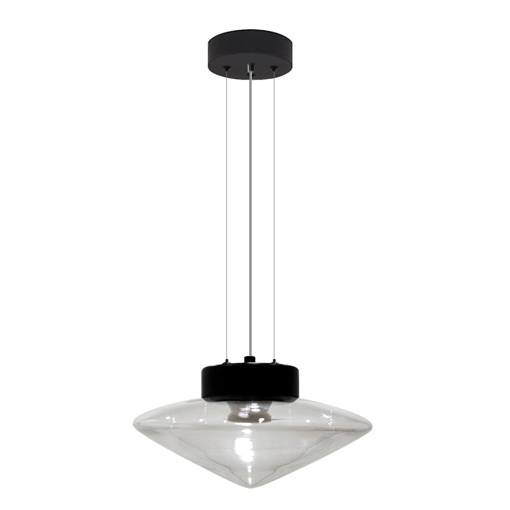 Caden 35cm Pendant Light - Black + Clear YUE-GRN3608-BL-CL-35