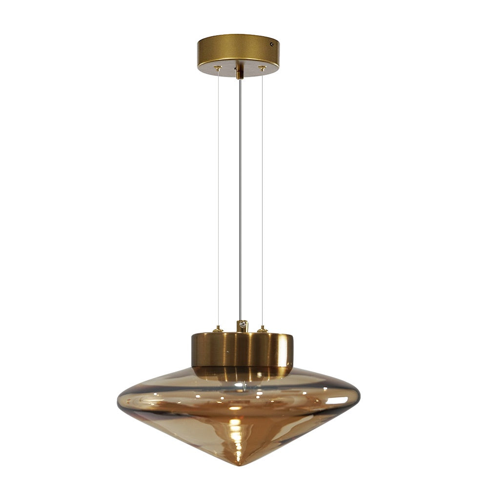 Caden 35cm Pendant Light - Gold + Amber YUE-GRN3608-BS-A-35