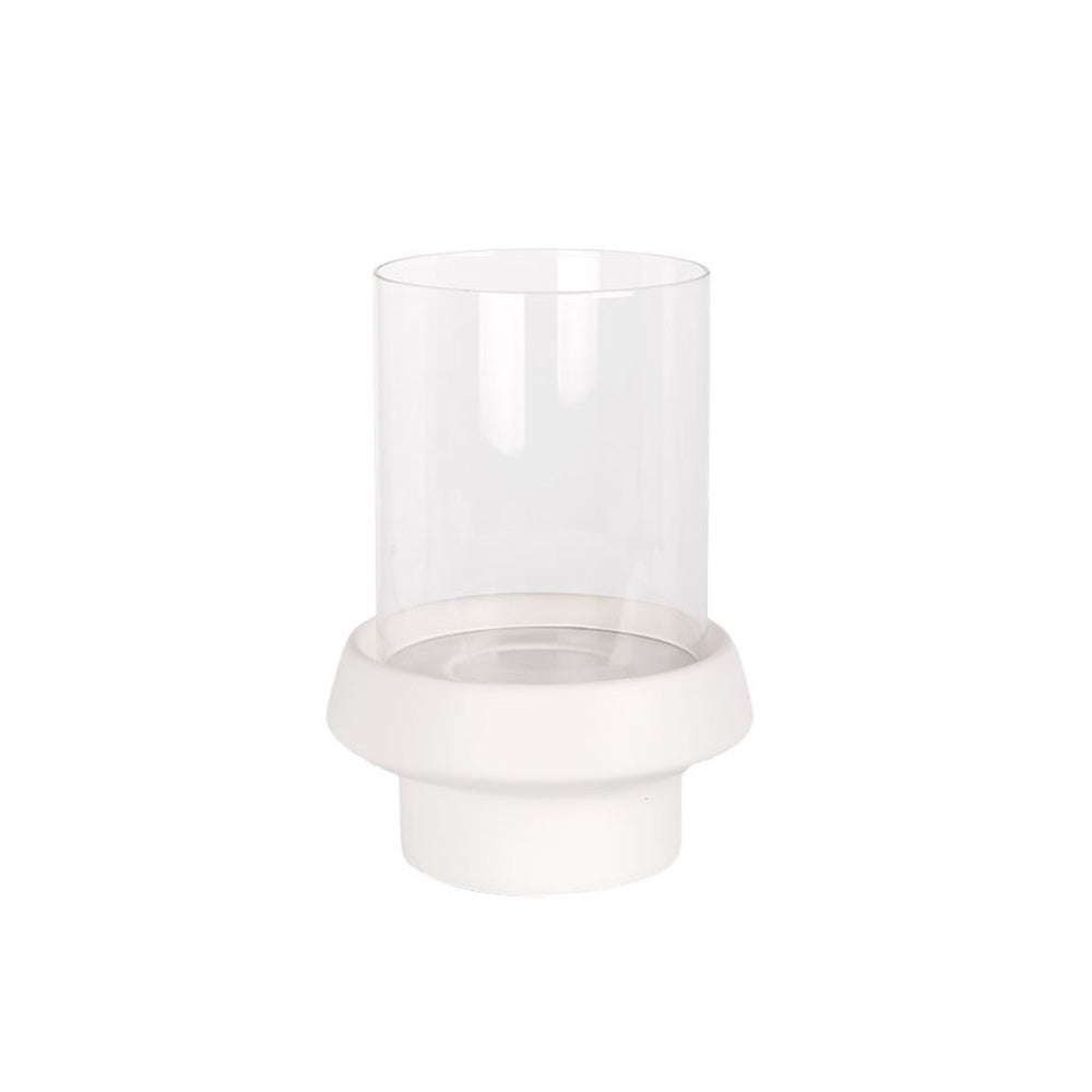 White Ceramic & Glass Candleholder ZTYG0018W3