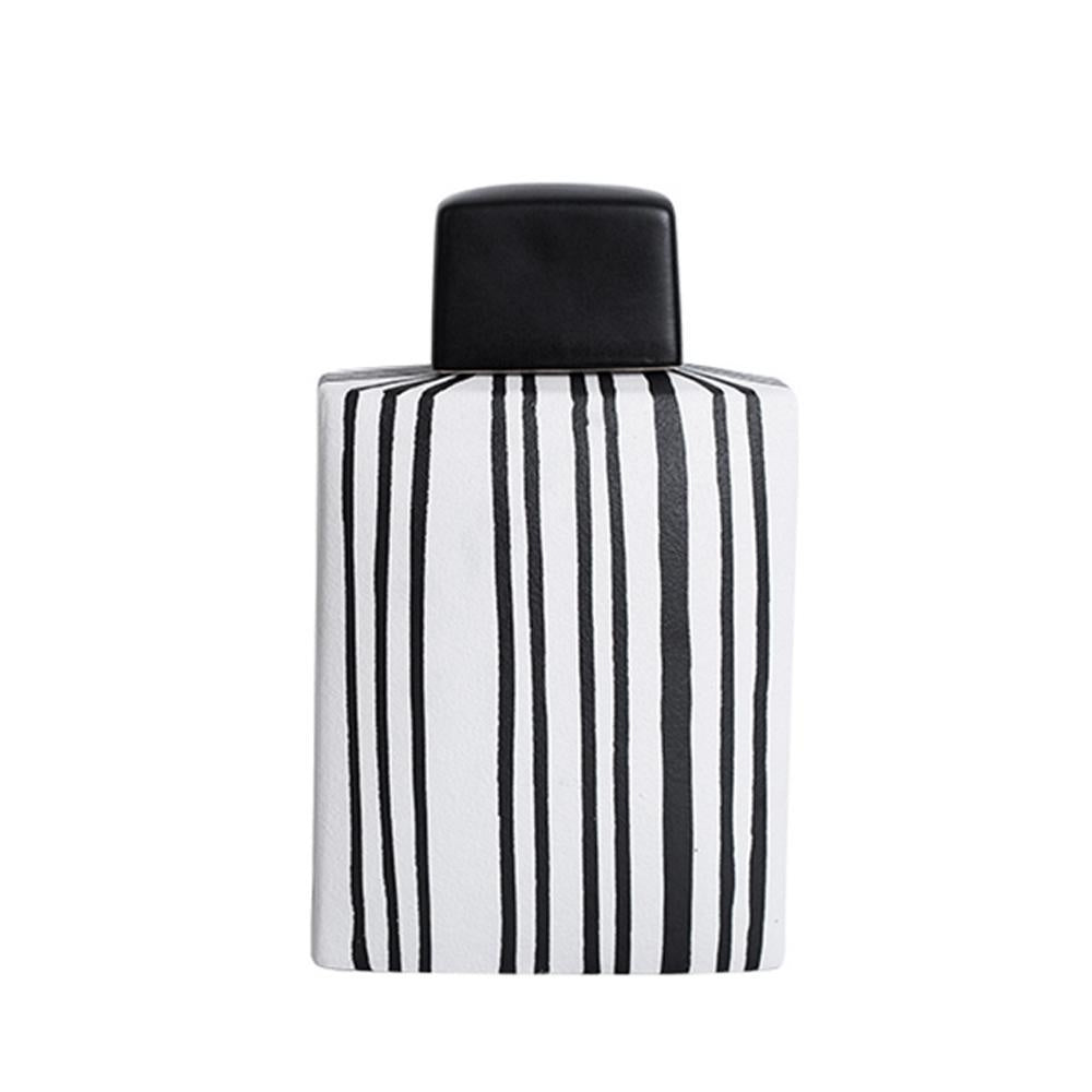 Black & White Striped Ceramic Jar - Large FA-D2102A