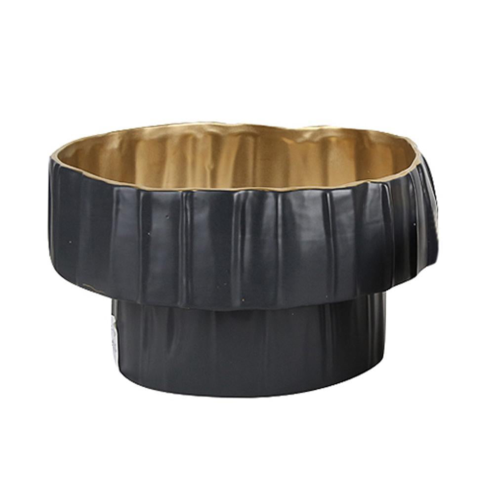 Black & Gold Ceramic Bowl with Stem - Large FA-D2044C