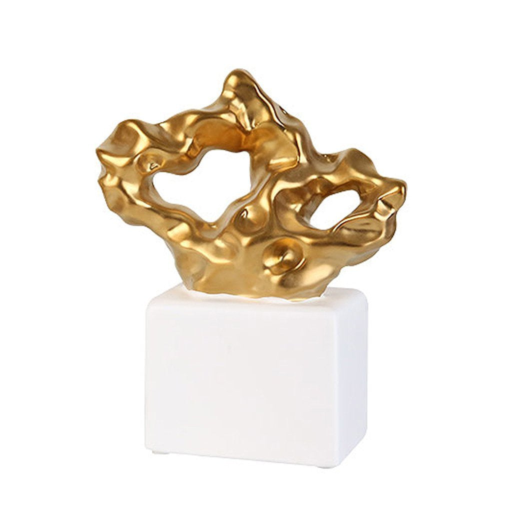 Gold and White Abstract Ceramic Sculpture - Medium FA-D1832C