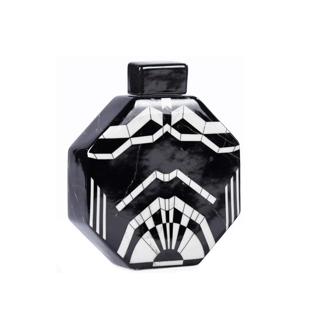 Black & White Art Deco Ceramic Jar - Small 606718
